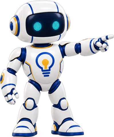 Mapa de Ideias mascot pointing to the services